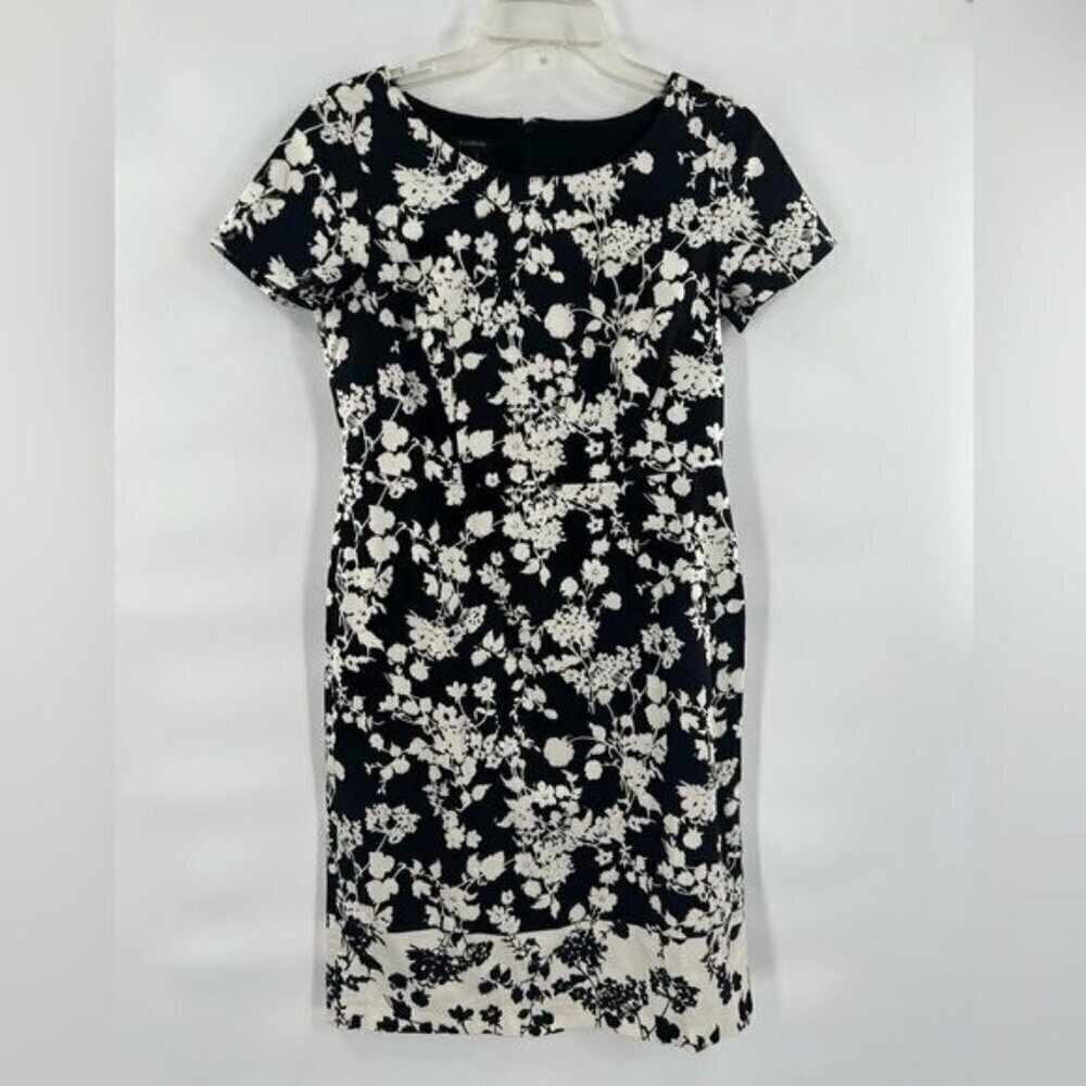 Talbots black white floral sleeveless dress size 6